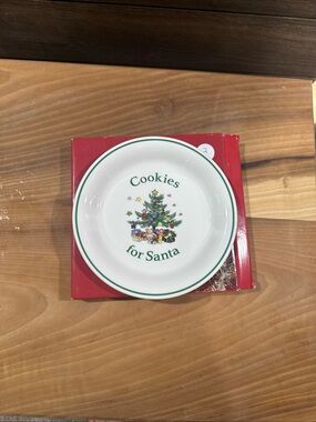 Nikko Ceramics White Holiday 'Cookies for Santa' Plate with Green Trim